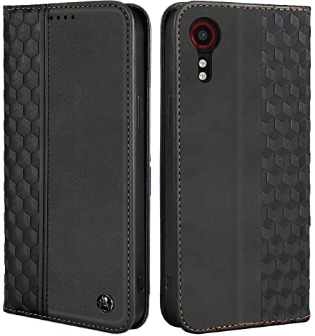 CXTcase Schutzhülle für Samsung Galaxy Xcover 5, Schutzhülle aus PU-Leder, Magnetverschluss, Flip Case für Samsung Galaxy Xcover 5, Schwarz