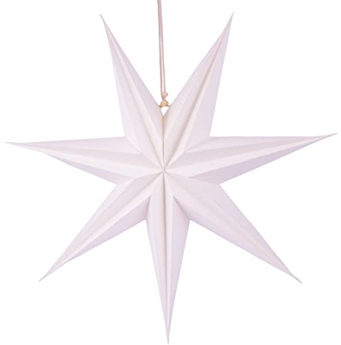 Faltstern Weihnachten/Premium Qualität/Papierstern Delhi 7 Zacken - 3D Sterne Deko, 45 cm in Weiß/Pajoma