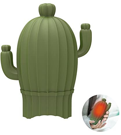 Flueyer Borsa per acqua calda da 300 ml, per riscaldamento a microonde e cactus, per alleviare il dolore