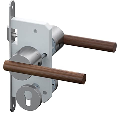 WELOCK Türbeschlag Türgriff Edelstahl Geeignet für Zimmertüren Innentüren Wohnung Einsteckschlösser Einzigartiges Holzmaserungsdesign mit EU Profilzylinder Schlossgehäuse Türklinke Drückergarnitur