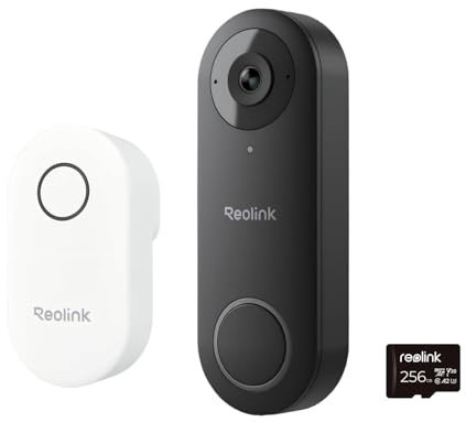 REOLINK Video Doorbell Camera with 256GB microSD Card Bundle, Wired Video Doorbell, 5Ghz/2.4Ghz WiFi, 256GB SD Card for Local Storage, Chime Included