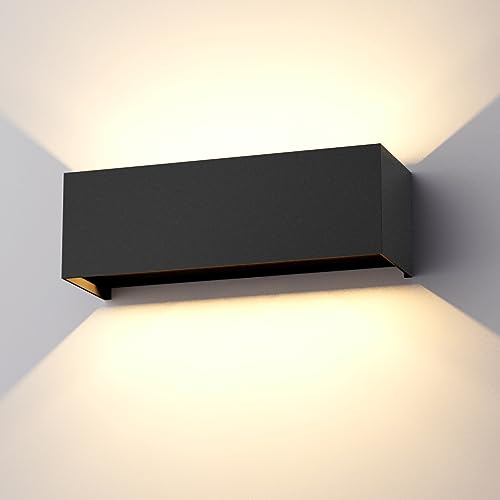 Klighten 30W Applique Mural Intérieur/Extérieur Faisceau Réglable Applique Murale LED IP65 Étanche 3000K Blanc Chaud Appliques Murales,Noir