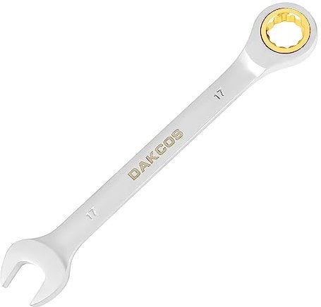 DAKCOS Llave combinada de trinquete Llave fija con carraca de 17mm, Cr-V 72 deintes