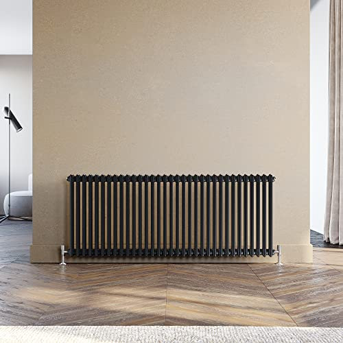 ELEGANT Traditional Radiator 600 x 1505 mm Black 2 Column Cast Iron Style Radiator Central Heating Radiator