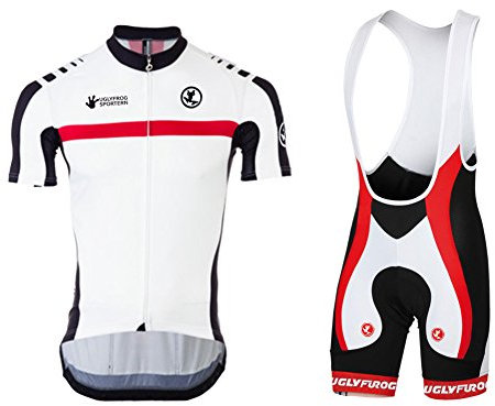 UGLY FROG Abbigliamento Ciclismo da Uomo Completo Jersey Ad Asciugatura Rapida Giacca + Shorts con Gel Pad Anti-Sweat Anti-UV Bici da MTB