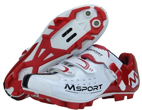 Msport Fahrradschuhe MTB Radsportschuhe Herren/Damen Professionelle Mountainbike-Schuhe Kompatible SPD-Pedale - Weiß 46 EU