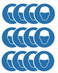 Schutzhelm tragen obligatorisch Symbol, Aufkleber Set 12 Stück
