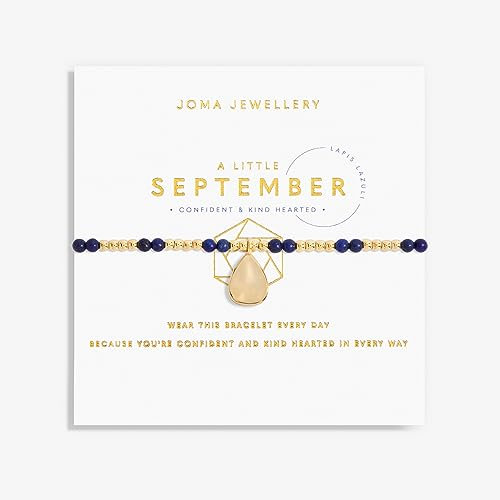 Joma Jewellery A Little Birthstone Gold SEPTEMBER LAPIS LAZULI Bracelet | 17.5cm Stretch Adjustable Wrist Stacking Bracelet