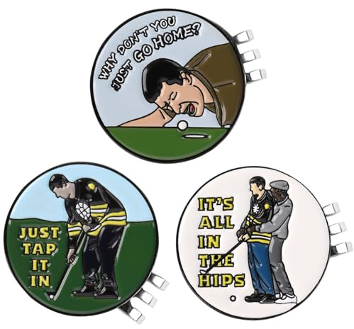 Happy-Gilmore Golf Ball Markers 3PCS Golf Marker Magnetic Hat Clip for Caps | Magnetic Golf Ball Marker Hat Clip for Golf Gifts,Rust-Resistant Stainless Steel,Quick-Access Clip,Fits Visors Gloves Bags