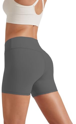 Friptspyg Kurze Sporthose Damen Sport Shorts V High Waist Gym Shorts Stretch Yoga Pants Laufend Hotpants, Dunkelgrau XL