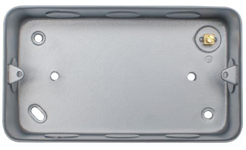 2 Gang 40mm Surface Mount Metal CLAD Back Box Switches & Sockets Rounded Earth - Heavy Duty Strong Wall Plate Holder