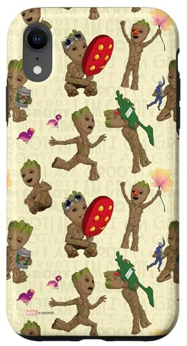 iPhone XR Marvel I Am Groot Guardians of the Galaxy Groot Play Pattern Case