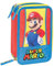 Franco Cosimo Panini Super Mario/Mario Kart Federmäppchen 3 Reißverschlüsse, Rot und Blau, Federmäppchen mit 3 Reißverschlüssen