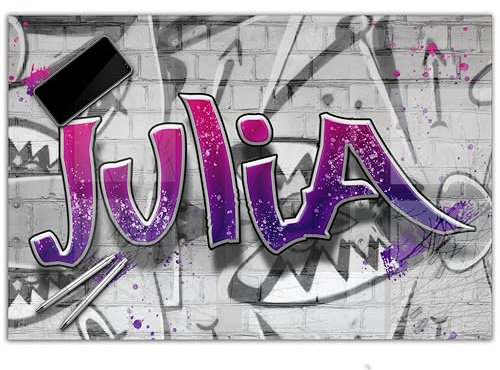 Gaming Schreibtischunterlage personalisiert mit Namen | 60 x 40 cm Graffiti Mädchen | wasserfeste Schreibunterlage, abwischbar, hochwertiges Acrylglas, Gamer Teenager Kunststoff