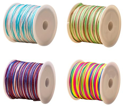 FSSTUD Lot de 4 rouleaux de fil coloré en nylon coloré de 0,8 mm pour fabrication de bijoux