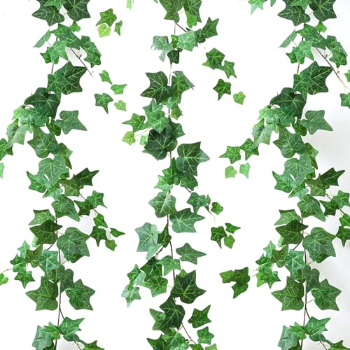 3 Stück Efeu Künstlich Fake Efeu Girlande Kunstpflanze - Hängend Kunstefeu Blätter Girlande Hängepflanze Künstlich Pflanzen Efeu Ranken Ivy Vines für Zimmer Wand Balkon Hochzeit Deko (3X Ranken)