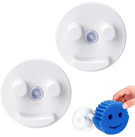 Geaanen 2 piezas de soporte de esponja sonriente, soporte para papá de disco, adecuado para esponja sonriente, caja de almacenamiento para la cocina (esponja no incluida)