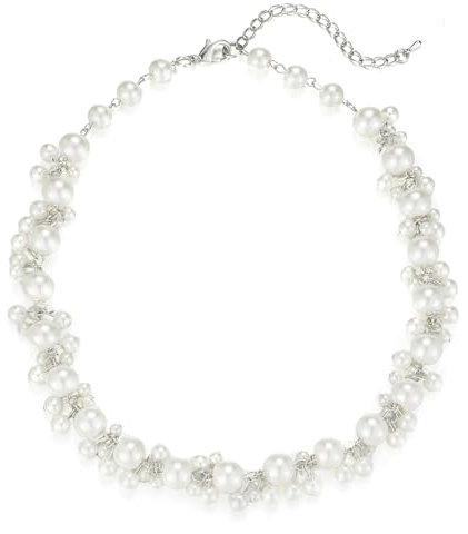 Bulinlin Perlen Kette Damen Perlen Statement Choker Kette Boho Bunt Modeschmuck Geburtstag Geschenke für Frauen(White)