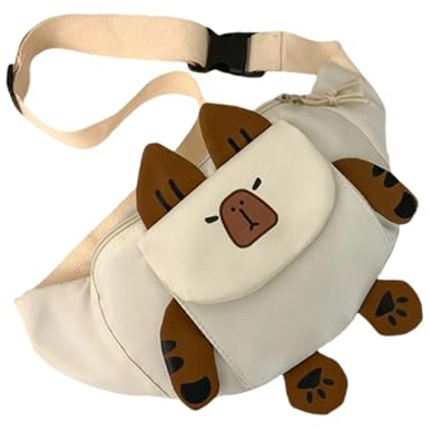 Itkcozcg Modische Handtasche, Cartoon-Brusttasche, japanischer Stil, Crossbody-Tasche, Handytasche, Tragetasche, Schultertasche, mit verstellbarem Riemen, Brusttasche, Tragetasche, Rucksack, weiß,