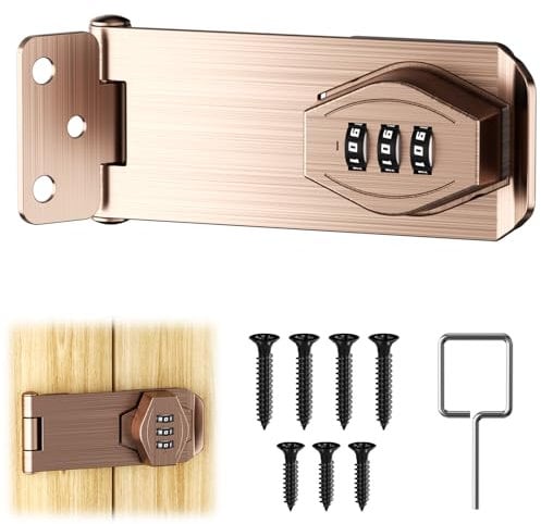 Chiavistello per porta con serratura da 4 pollici, serratura a combinazione, serratura scorrevole, serratura per porta, armadietto, bronzo rosso, in metallo, per piccole porte, armadi, per esterni,