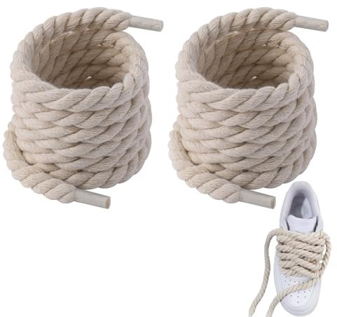1 par de cordones gruesos, cordones gruesos, cuerda de algodón, cuerda de algodón para Air Force 1, redondos, 8 mm (160 cm), zapatillas de deporte, cordones para Air Force 1 DIY, beige, nicht haben