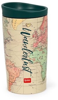 Legami - Vacuum Tumbler Hot & Cold, Bicchiere Termico, leggero e resistente, Tappo con Chiusura Ermetica, in Accaio Inox, Capacità 275 ml, per Tutti i Tipi di Bevanda, Tema Travel