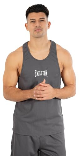 SMILODOX Stringer Herren Classic RIPP, Tank Top mit Rippstruktur, lockeres Racerback Unterhemd, Gym Shirt atmungsaktiv & pflegeleicht, Funktionsshirt mit Label Print für Fitness & Freizeit