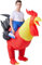 IRETG Aufblasbare Hahn Hühner Kostüm Blow Up Ride-on Huhn Kostüme für Party Halloween Weihnachten Cosplay Erwachsene Größe