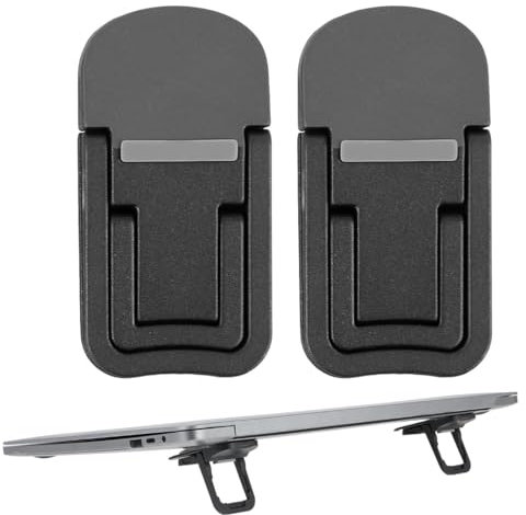 YAPKOLV 1 Pair Mini Laptop Stands, Foldable Invisible Laptop Holder, Adjustable Notebook Stand, Non-Slip Silicone Underlay, Compatible with All Laptops/MacBook/Notebook/Keyboard (Black-B)