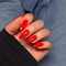 SXVME 48 Pcs Red Press on Nails Almond Medium Acrylic False Nails Medium Stiletto Natural Fake Nail Set Elegant Solid Color Full Cover Glossy Gel Stick on Nails for Women Daily Wear