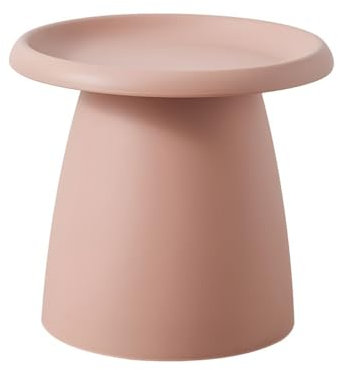 Nordischer Pilz-Beistelltisch aus Kunststoff, moderner runder Sockel, einfaches Design, einfarbig, Rosa, Balkondekoration, 50,8 x 50,8 x 45,7 cm