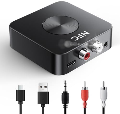 GlasFlength NFC Bluetooth Récepteur RCA, Adaptateur Bluetooth pour HiFi Low Latency 3D Surround