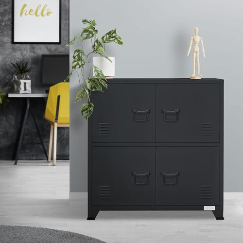 ML-Design Aktenschrank 75x40x80,5 cm, Anthrazit, Stahl, Freistehender Büroschrank 4 Beinen, Metallspind 4 Türen, 2 Innenfächer, Industrial, Lagerschrank Stahlschrank Metallschrank Aufbewahrungsschrank