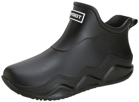 Stivali impermeabili da uomo, a mezza altezza, in gomma, leggeri, morbidi, antiscivolo, da giardino, resistenti allo sporco, da trekking ed escursionismo, Nero , 43 EU