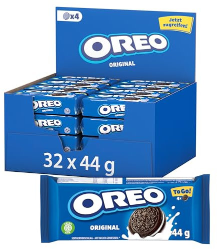 OREO Original – Knuspriger Kakao-Doppelkeks mit Vanillecremefüllung – 32 x 44g