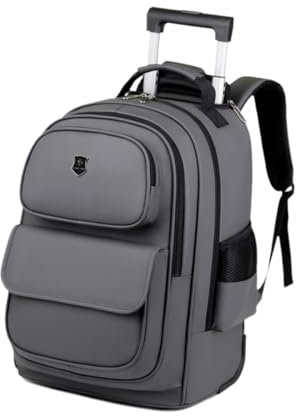 LeeQinersw Laptop-Rucksack, Koffer mit Rollen, Oxford-Stoff, rollender Laptop-Aktenkoffer, Trolley, Business-Kabinentasche für Übernachtungen, Damen und Herren, Grau