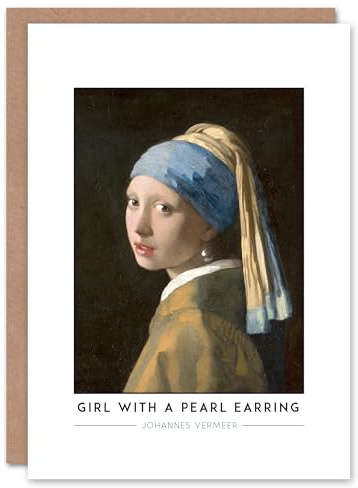 Artery8 Johannes Vermeer Girl With A Pearl Earring Greeting Card – Classic Portrait Art Note Card