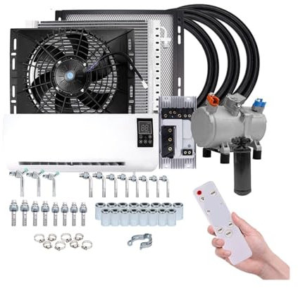 ATATKRT Compresor de Aire Acondicionado eléctrico Universal de Pared for Coche, 12 V y 24 V, for Coches, Furgonetas, Coches de Calle, clásicos y Populares.(D-24V)
