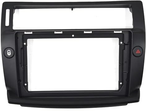 HQGQCEZEK Marco para Audio para Citroën C4 para Quatre Marco Radio Estéreo 2 DIN Pantalla Grande 9 Pulgadas Reproductor Android Kit Montaje En Tablero Panel Audio Coche(Black)