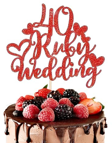 Ruby Wedding Anniversary Decorations, Ruby Wedding Cake Topper