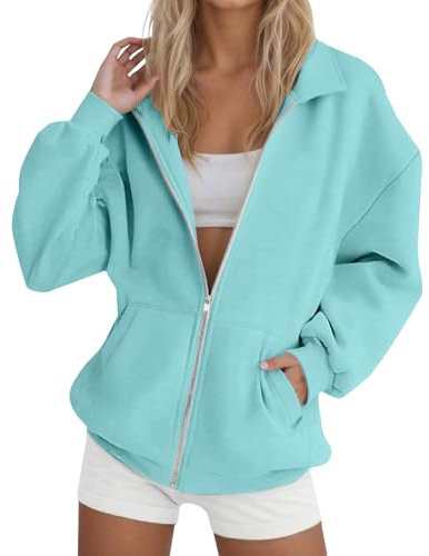 Felpa Donna con Zip Felpe Senza Cappuccio da Donna Felpa Stitch Coperta Gatto Montagna Nera Zip Cotone con Estiva Rosa Antico Bianca Corta Collo Alto Orecchie Garzata Oversized Sweatshirt Women