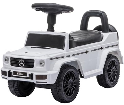 Baroni Toys SUV Mercedes Ride-On Schiebeauto für Kinder von 1-4 Jahren, realistische Geräusche, rutschfeste Räder, Ablagefach, 69,5 x 29 x 43 cm, Weiß