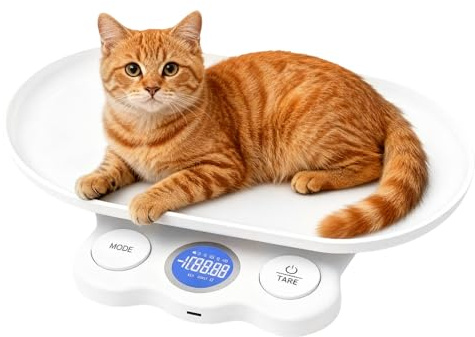 Tierwaage für Kleine Tiere, 15Kg Katzenwaage Digital, Babywaage Digital Waage, Mini-Haustierwaage, LCD Digitale Katzenwaage Kleintierwaage für Kätzchen Welpen Hamster Vögel Kaninchen Haustiere