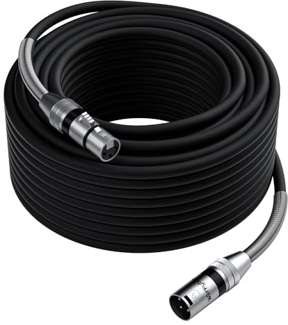 Werkybay Cable XLR de 3 Pines 40m(1 unidad), Adaptador XLR Macho a Hembra, Cable de Micrófono Balanceado con Resorte SR para Micrófono, Podcast, Escenario, Altavoz, Mezclador, Amplificador etc.
