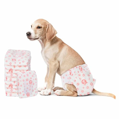 vidaXL Wegwerf-Hundewindel für Hündinnen 30 pcs Weiß M, Verstellbare Hundewindeln, atmungsaktives Design, Einweg-Windeln für Training, Senioren und drinnen