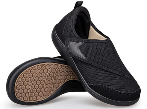 Gaatpot Zapatos Diabéticos para Hombre Mujer Extra Anchas, Negro, 41 EU