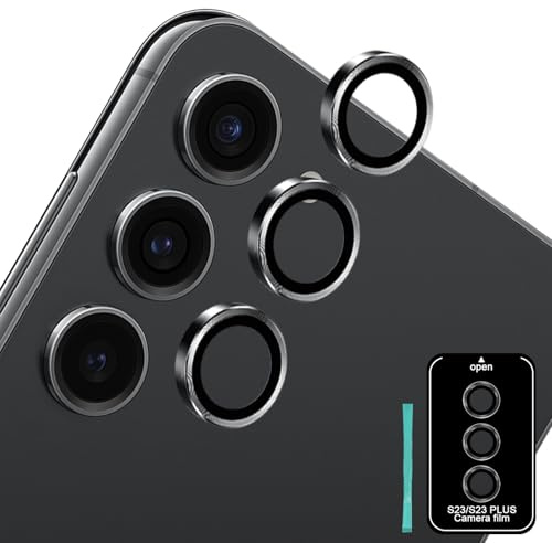 Datree Caméra Arrière Protecteur pour Samsung Galaxy S24/S23/S23 Plus/S23+, Protection Objectif en Verre Trempé 9H, Sans Bulle Anti-Rayures Ultra Résistant Individuels Lentille Caméra - Noir