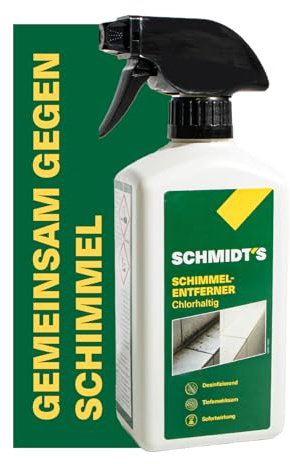 SCHMIDT's Schimmelentferner chlorhaltig 500 ml – Profi Schimmelspray für Bad, Wand, Fliesen & Fugen – mit Aktiv-Chlor – Extra stark gegen Schimmel – auch als Fugenreiniger geeignet – Made in Germany