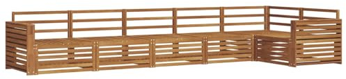 vidaXL Outdoor-Sofagarnitur 6 pcs Natur Massivholz Akazie, Gartenmöbel, Moderne Sofa-Garnitur, Eck-Sitzgruppe für Lounge draußen, bequemer Terrassenstuhl