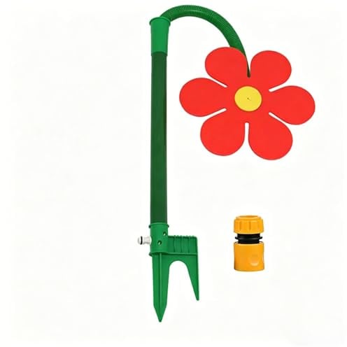 Crazy Daisy 2026 Irrigatore rotante a 360 ° con fiori danzanti per prato e giardino, divertente strumento di irrigazione per cortile, animali domestici e giochi d'acqua all'aperto (rosso)